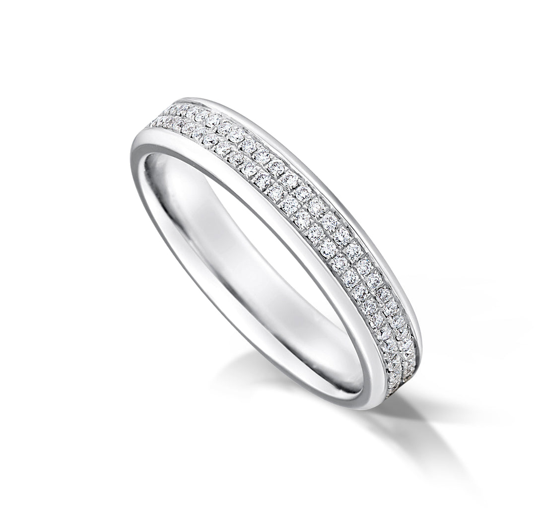 2 Row Channel Set Round Diamond Eternity Ring