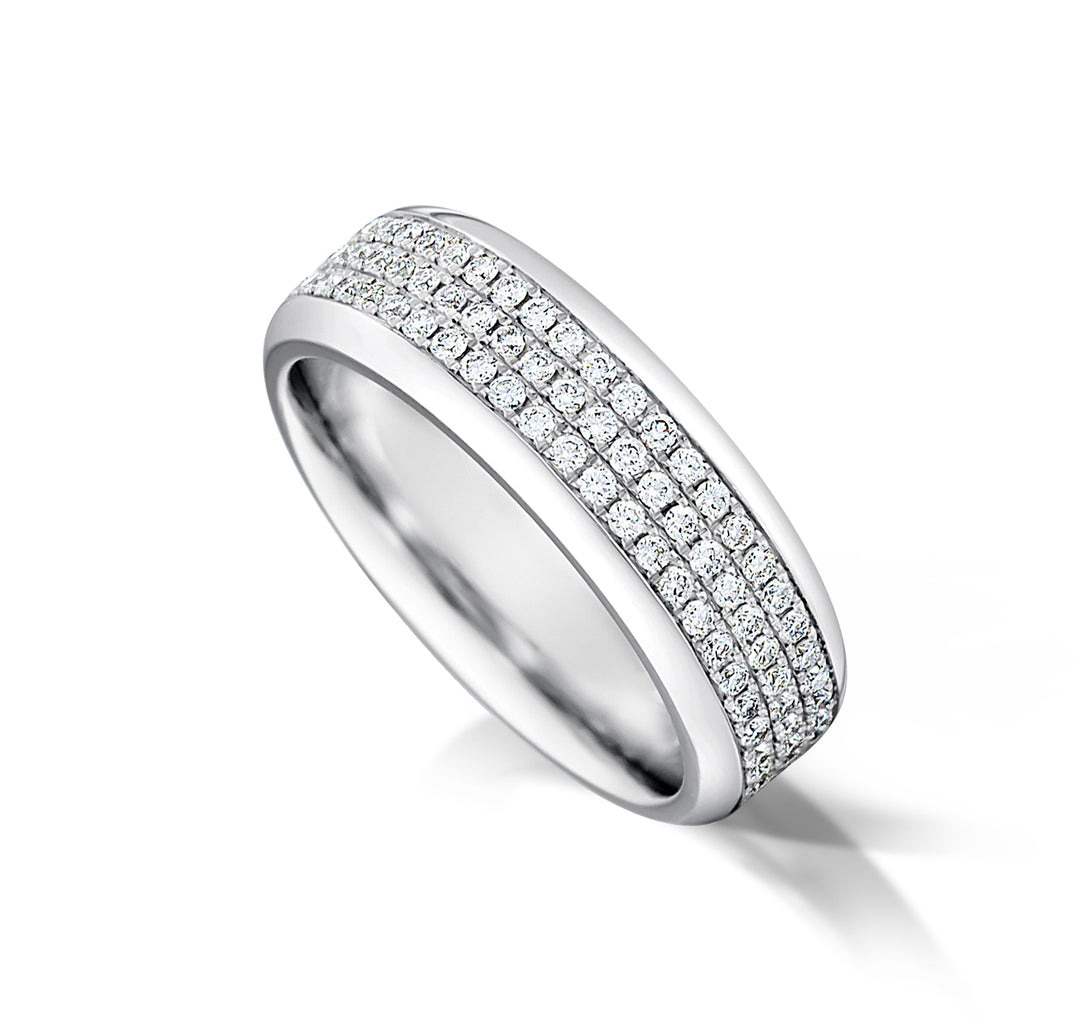 3 Row Channel Set Round Diamond Eternity Ring