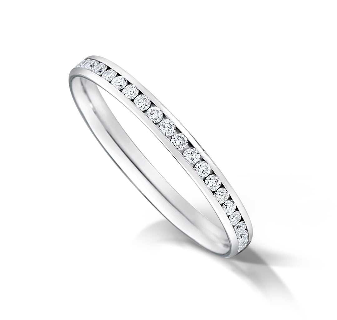 Channel Set Round Cut Diamond Eternity Ring