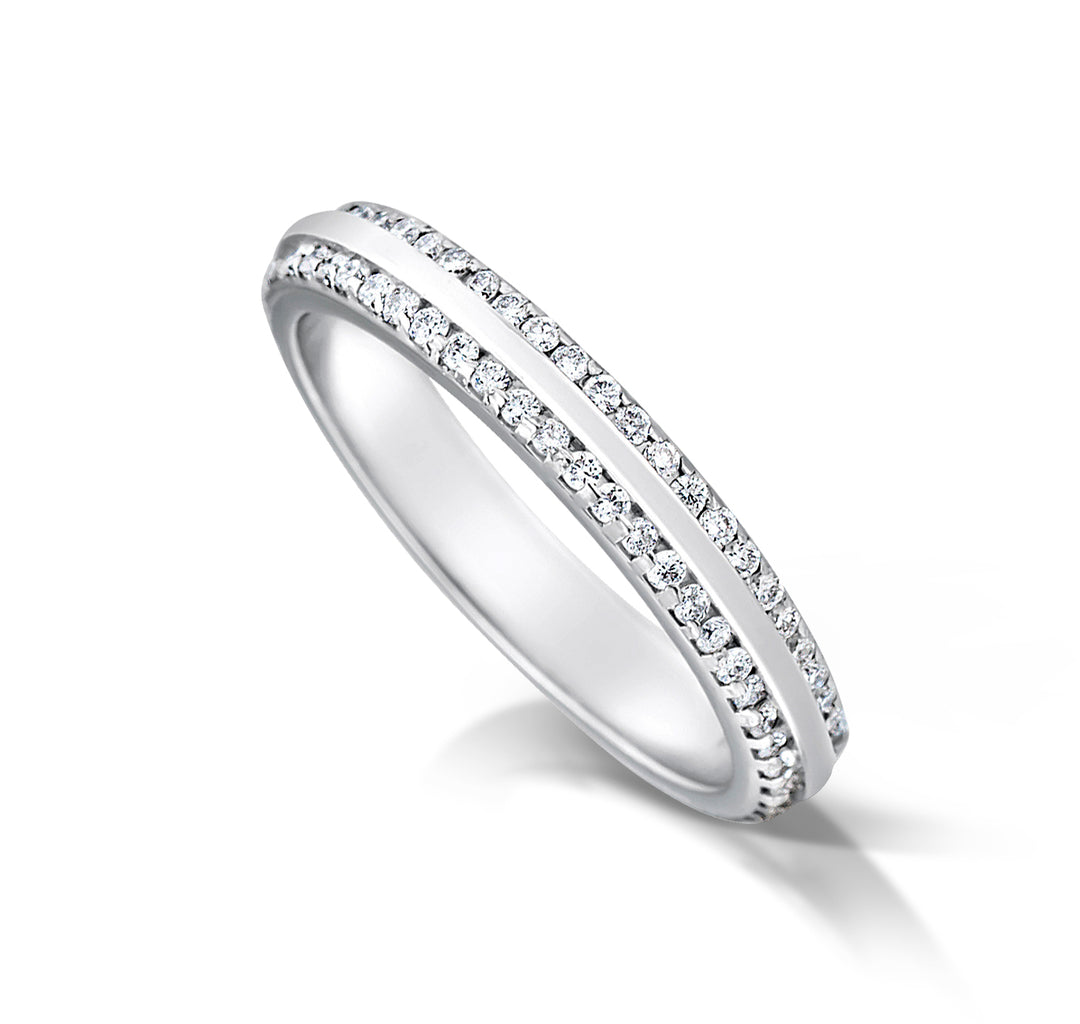 2 Row Diamond Band with Platinum Centre