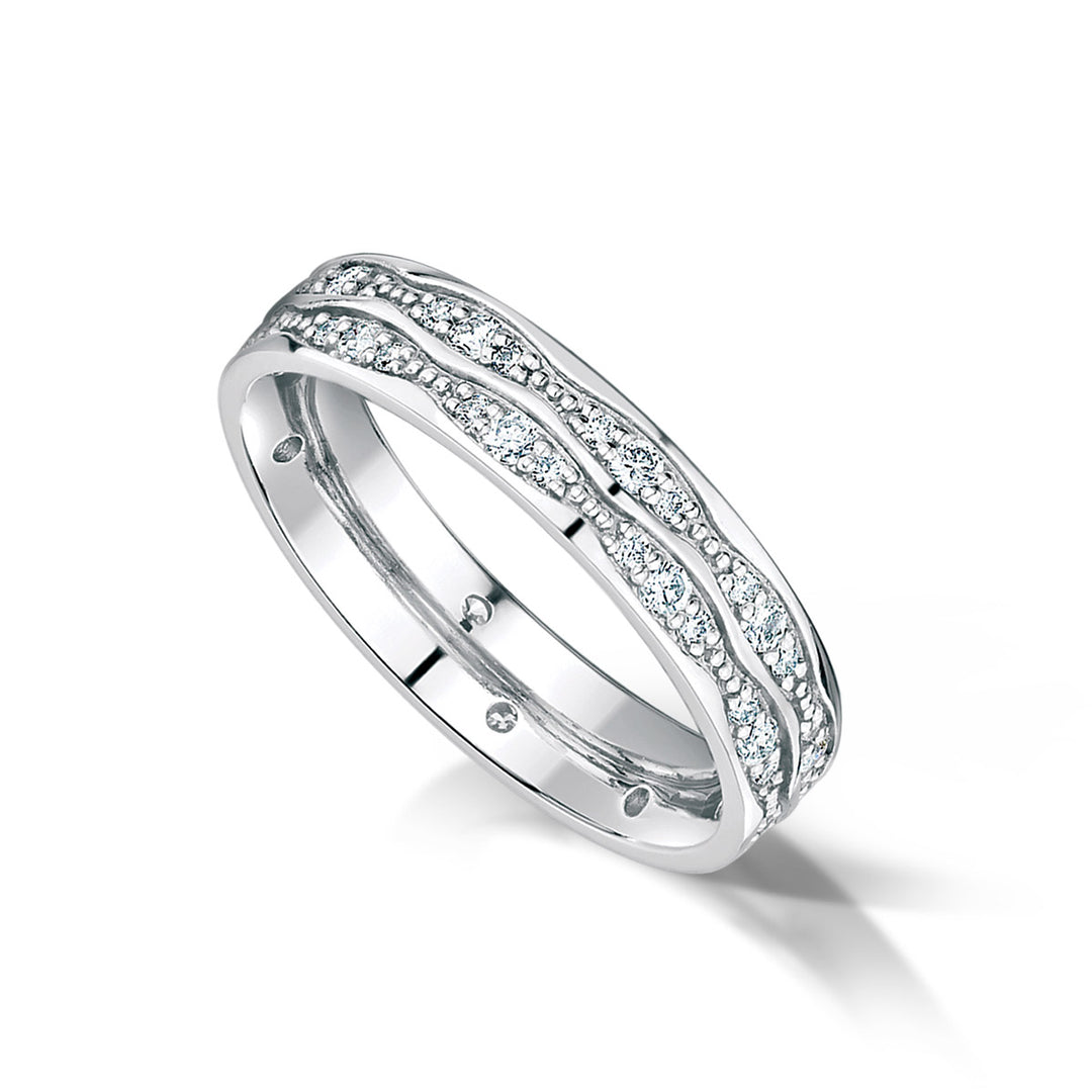 Full wavy diamond set wedding band