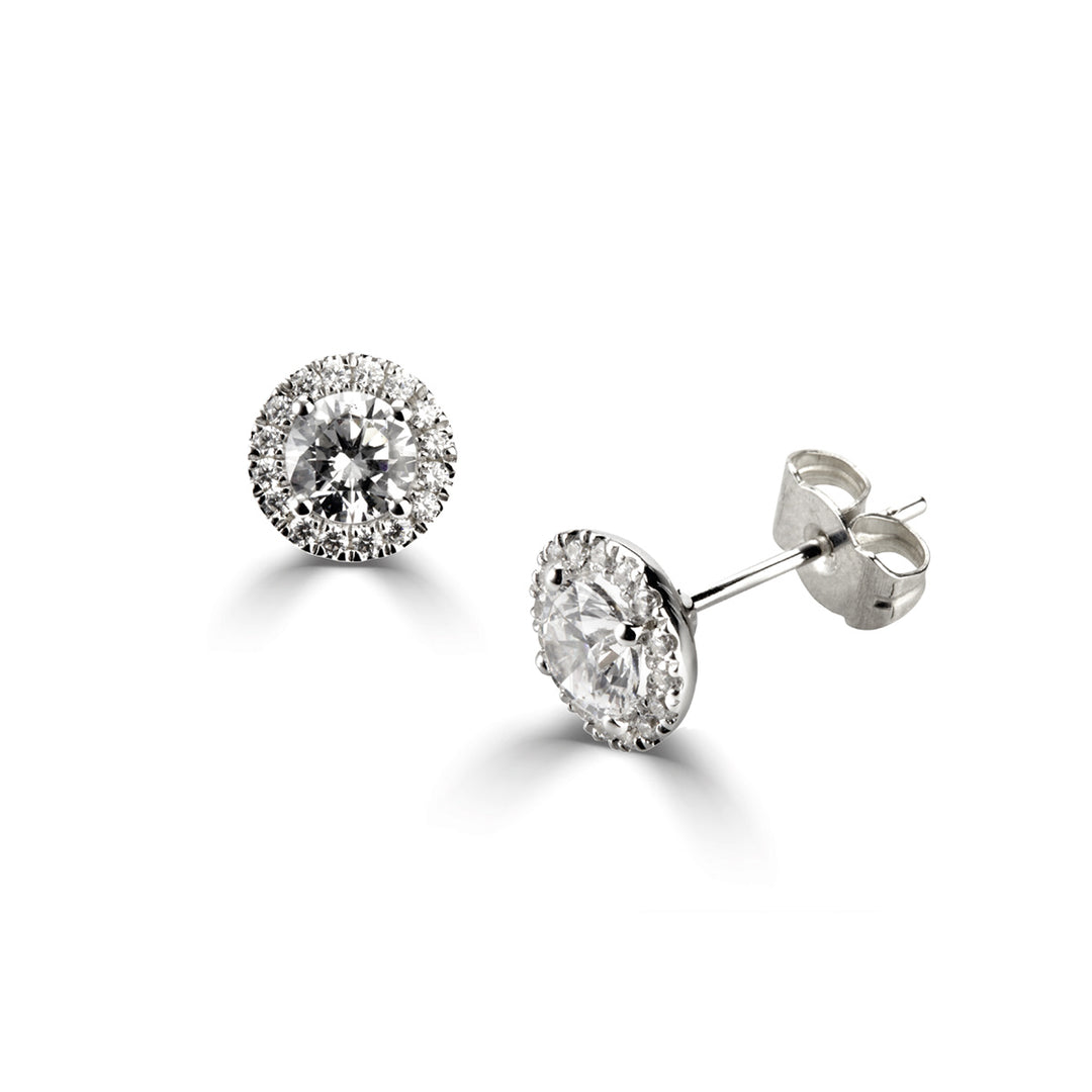 Round Halo Diamond Earrings