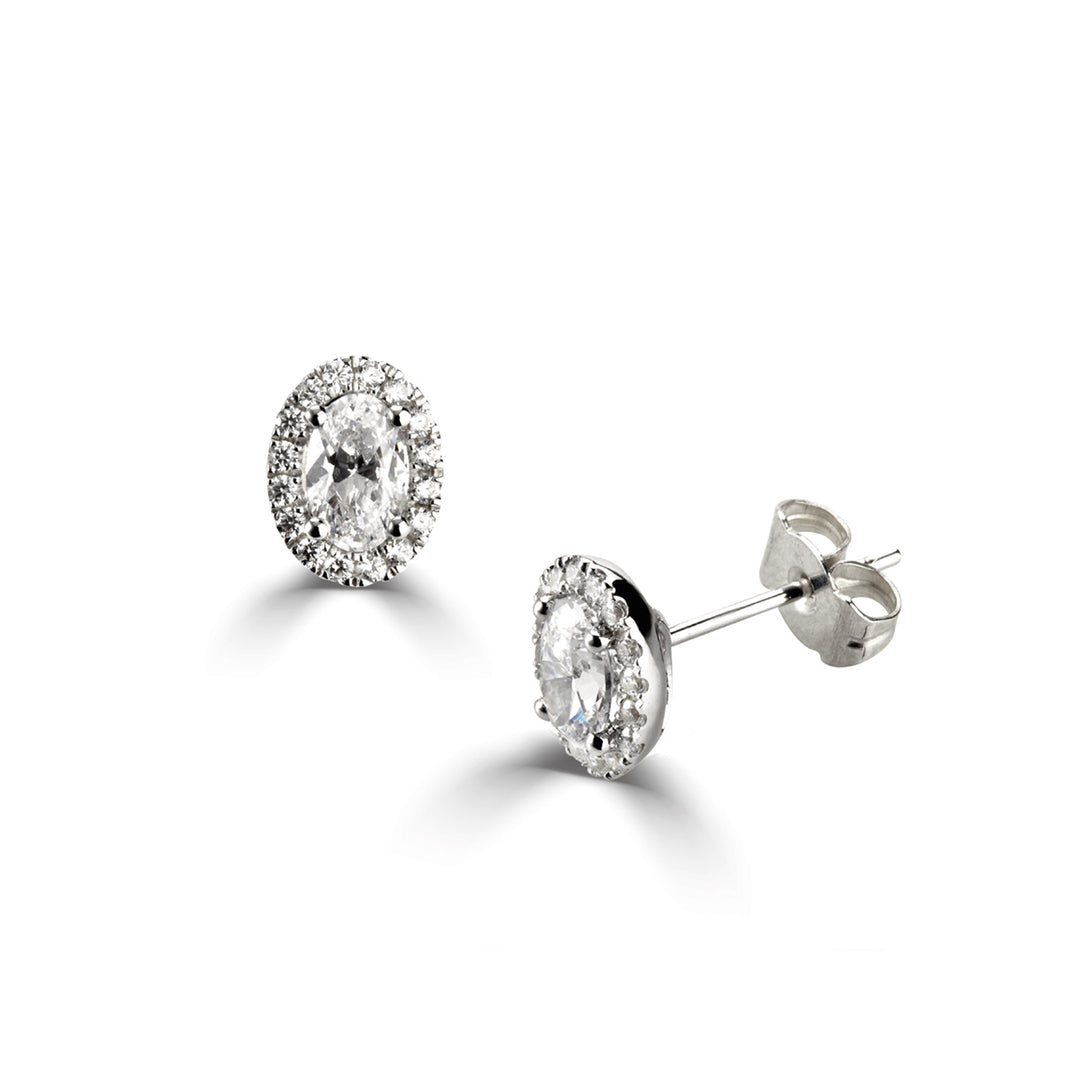 Oval Halo Diamond Earrings