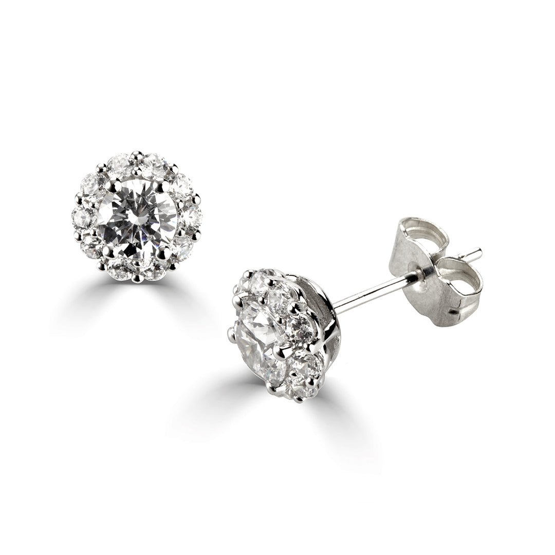 Round Diamond Halo Stud Earrings