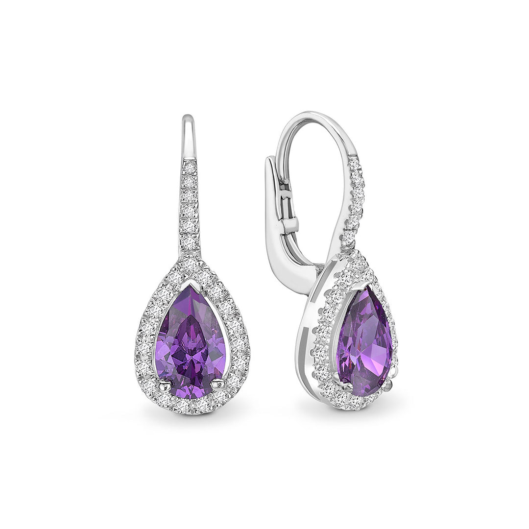 Amethyst & Diamond Drop Earrings