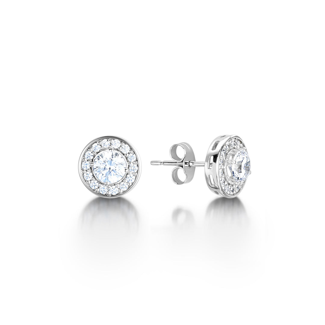 Round Halo Diamond Earrings