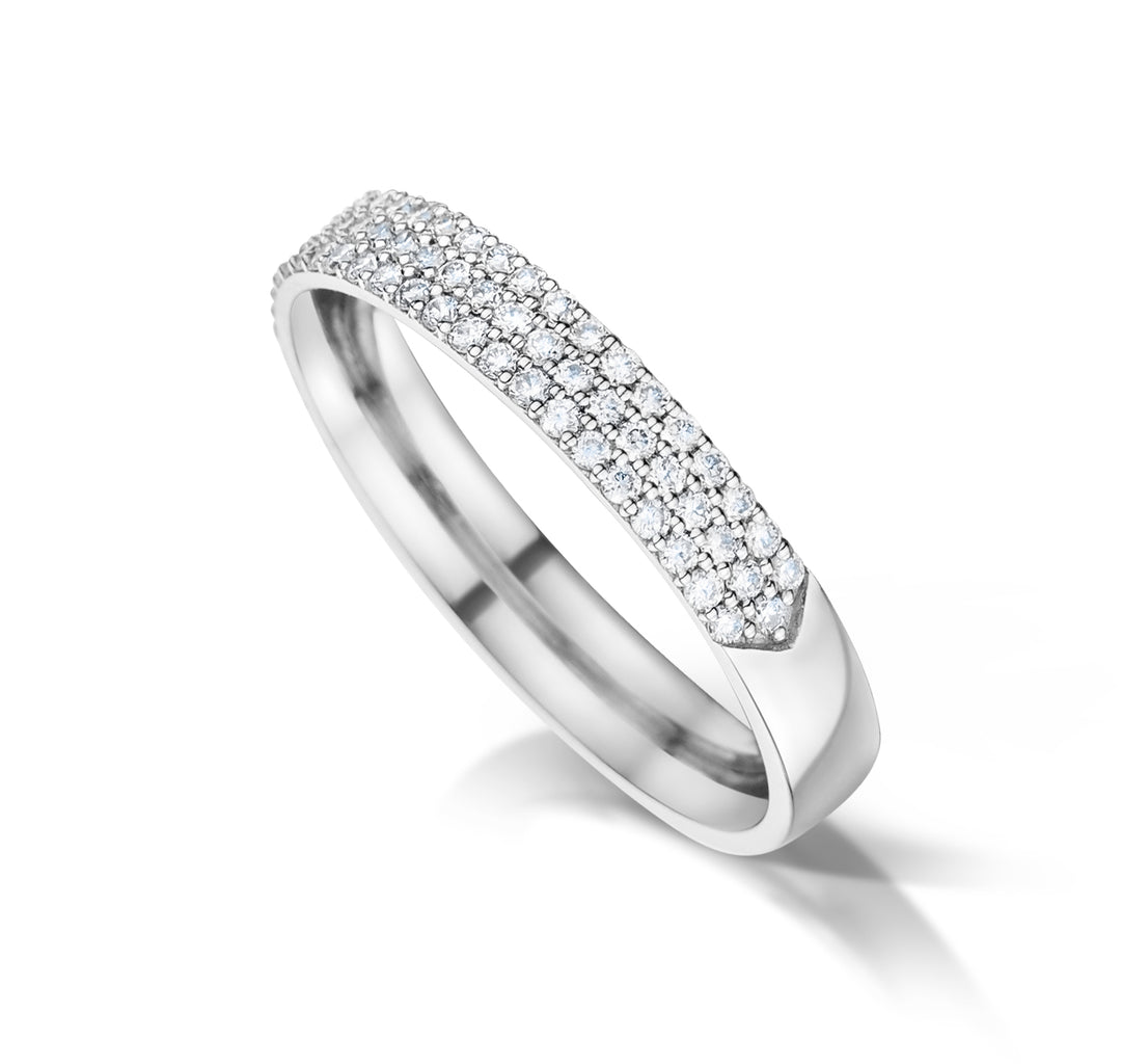 3 Row Round Diamond Half Eternity Ring