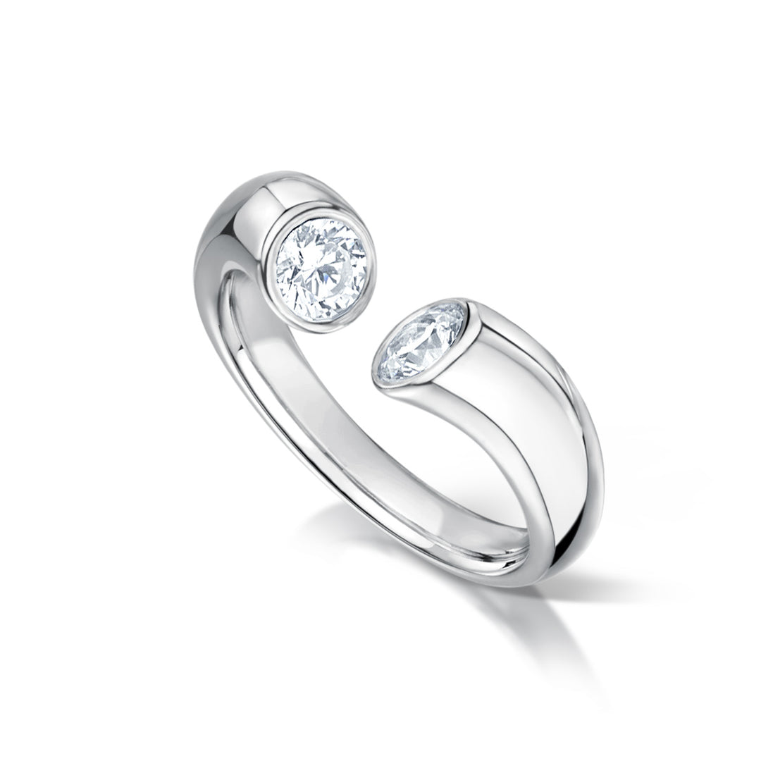 Split Band 2 Stone Diamond Ring