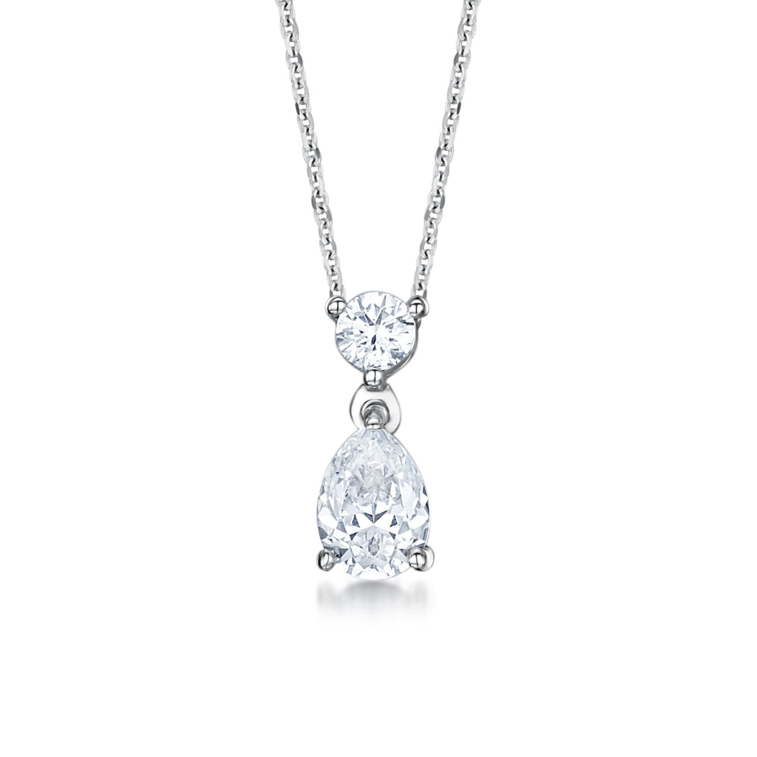 Pear Drop & Round Diamond Pendant