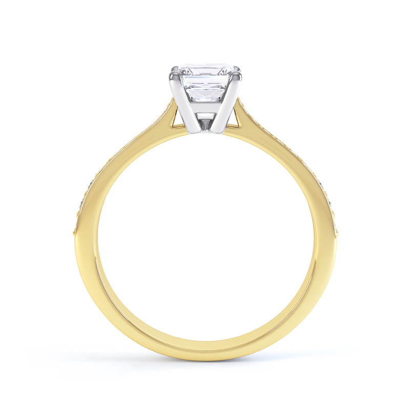 4 Claw Princess Diamond Solitaire Ring with Shoulder Stones