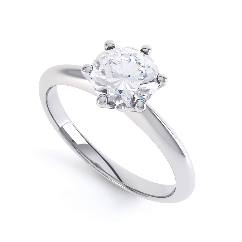 6 Claw Round Diamond Solitaire Ring