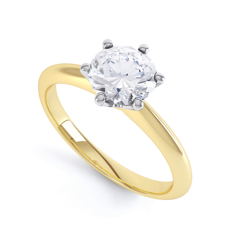 6 Claw Round Diamond Solitaire Ring
