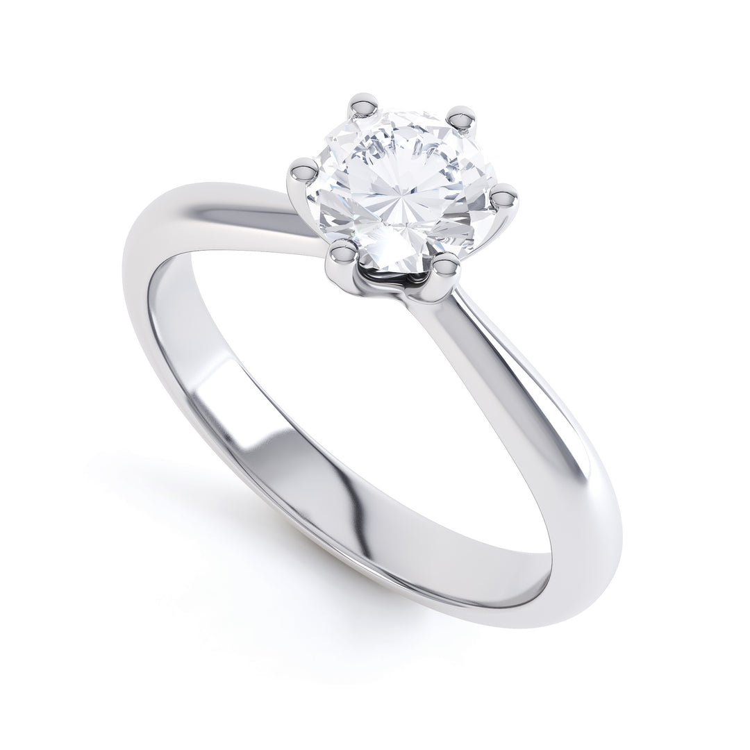 6 Claw Classic Round Solitaire Diamond Ring