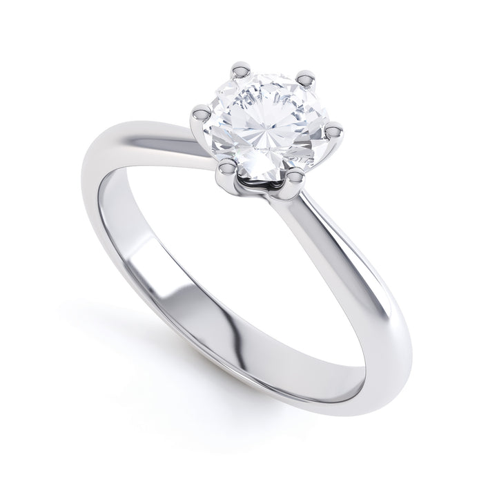 6 Claw Classic Round Solitaire Diamond Ring