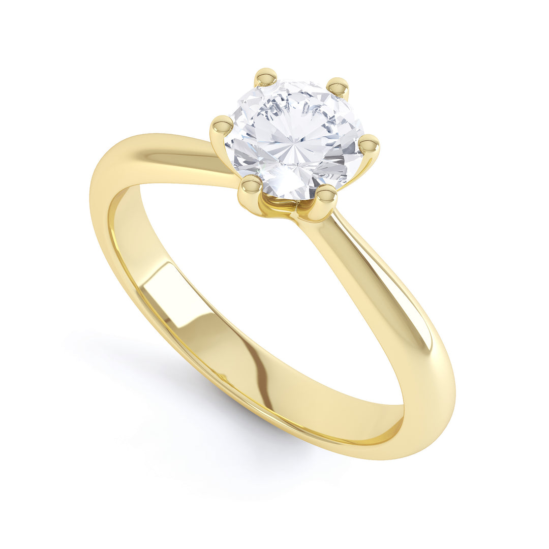 6 Claw Classic Round Solitaire Diamond Ring