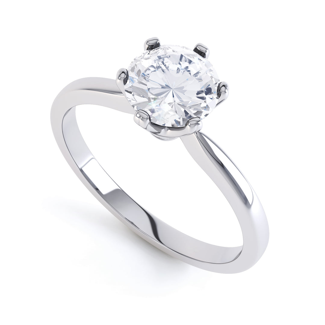 6 Claw Round Diamond Solitaire Ring