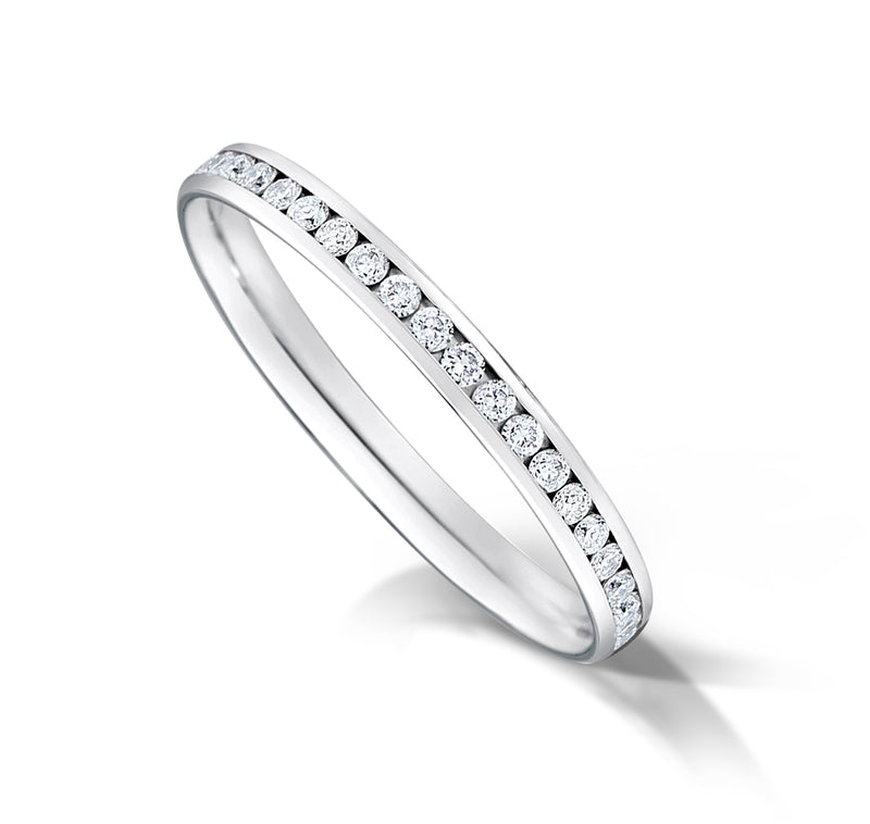 Channel Set Round Cut Diamond Eternity Ring