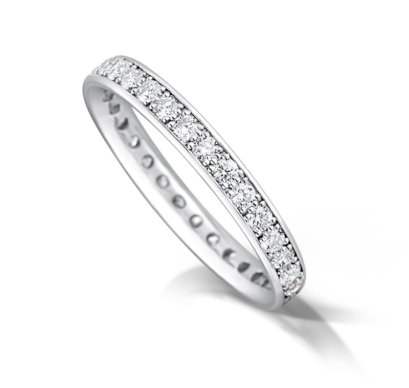 Delicate Channel Set Round Cut Diamond Eternity Ring