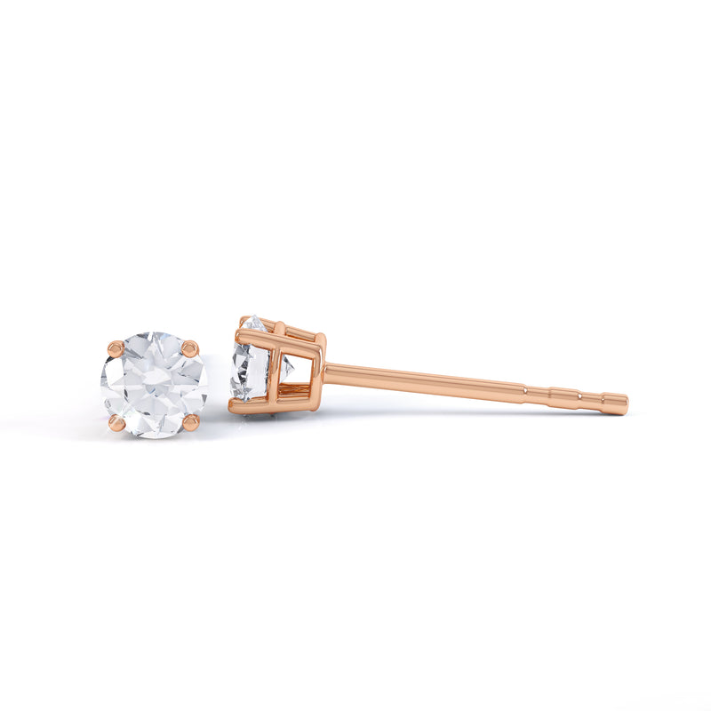 4 Claw Round Diamond Solitaire Earrings