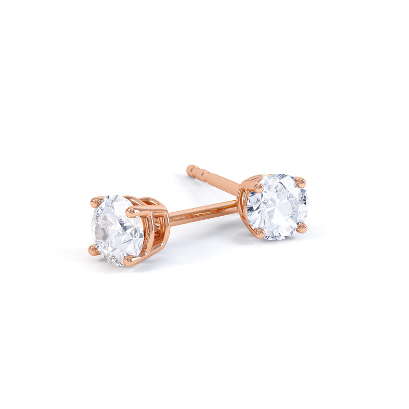4 Claw Round Diamond Solitaire Earrings