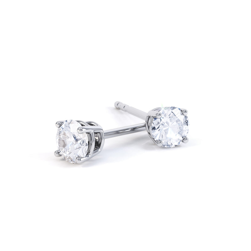 4 Claw Round Diamond Solitaire Earrings