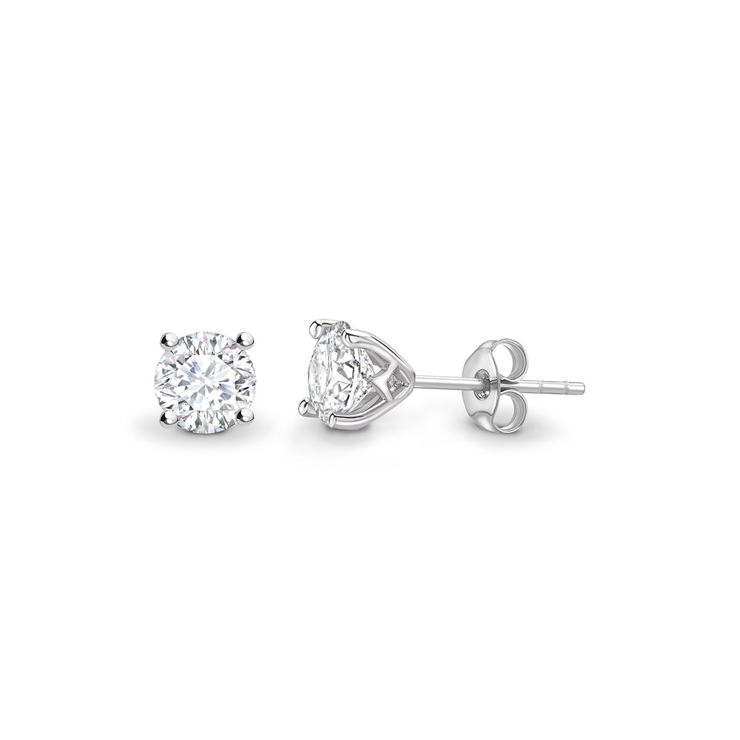 4 Claw Brilliant Round Diamond Stud Earrings