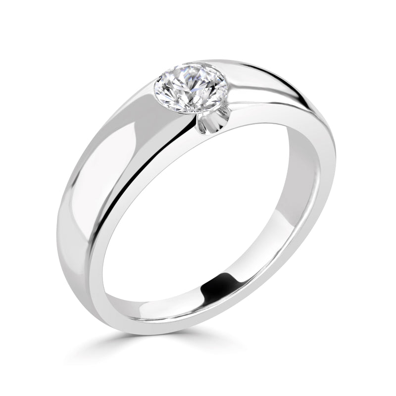Wide band with full width gemstone