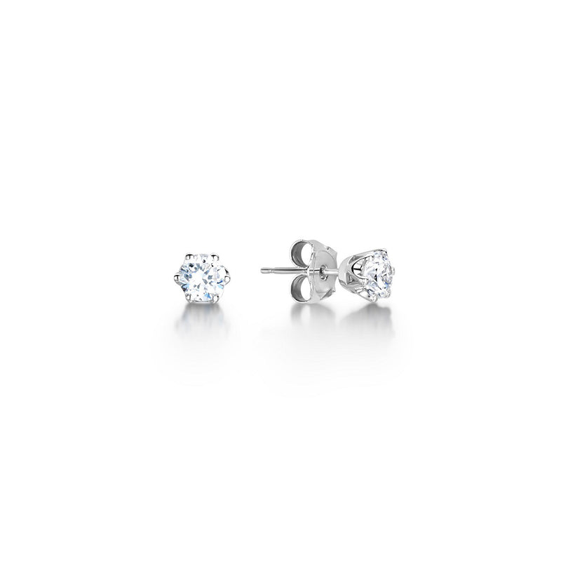 6 Claw Round Diamond Earrings