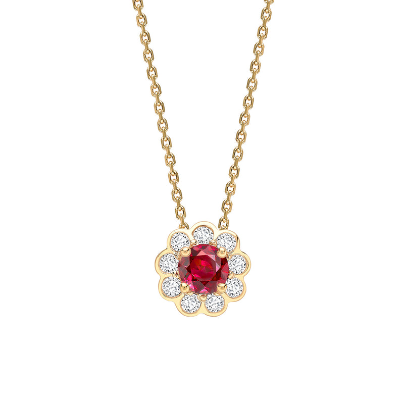 Yellow Gold Ruby & Diamond Pendant