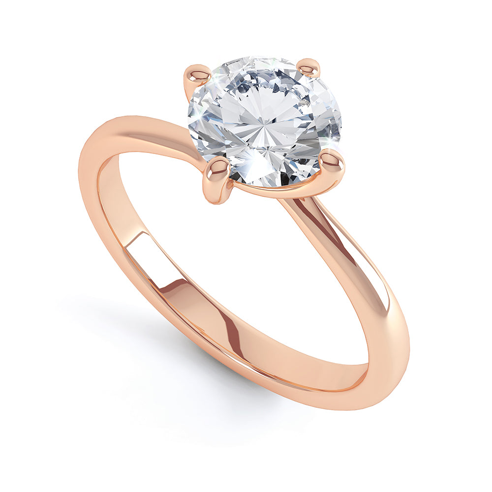 Twisted 4 Claw Diamond Solitaire Ring