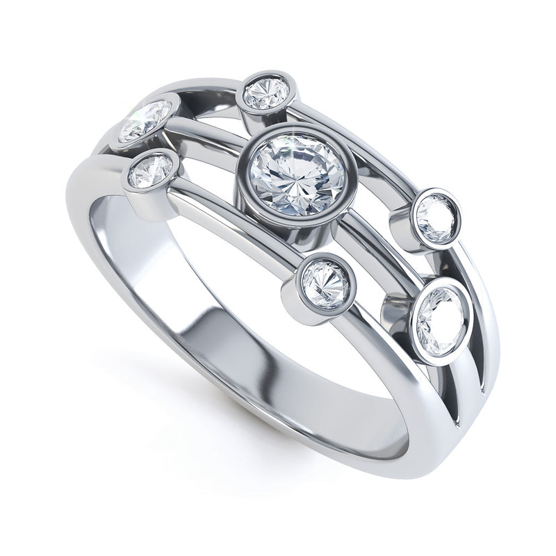 Symmetrical 7 Stone Multi Diamond Ring
