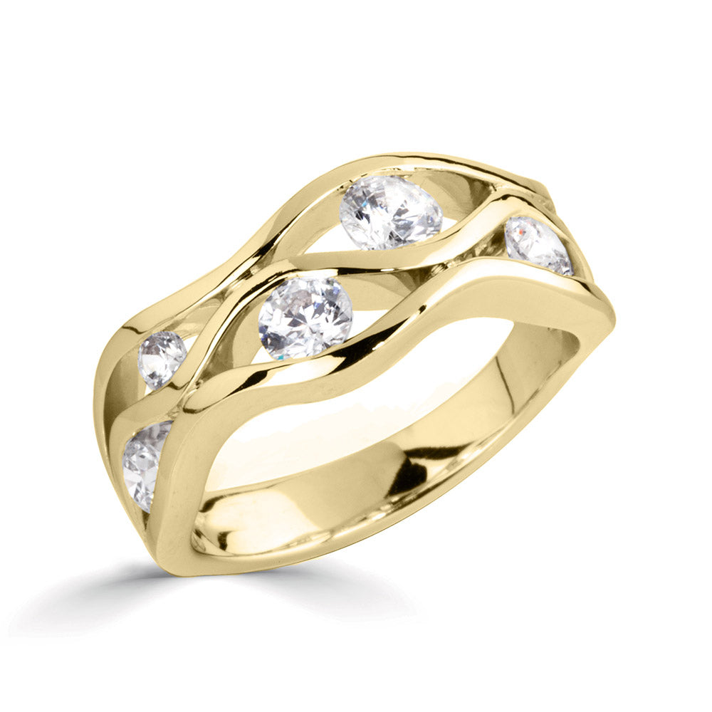 Stone Wavy Design Diamond Ring
