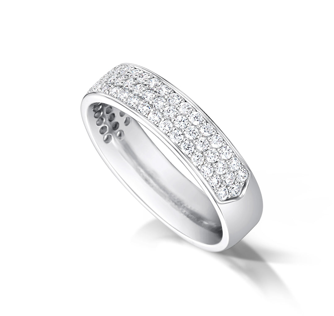 3 Row Round Diamond Half Eternity Ring