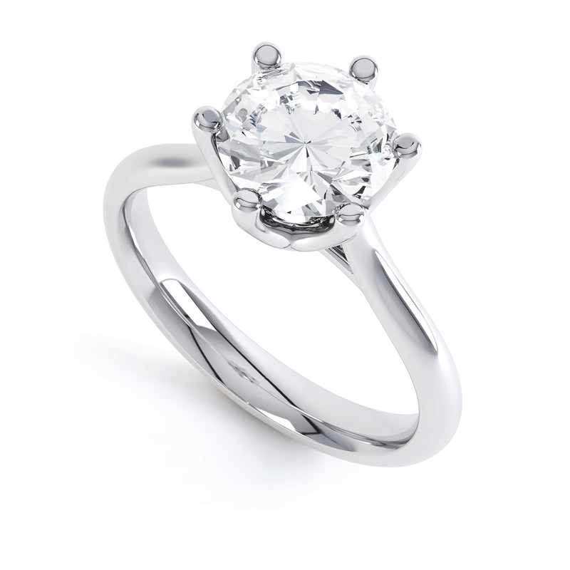 6 Claw Round Solitaire Diamond Ring