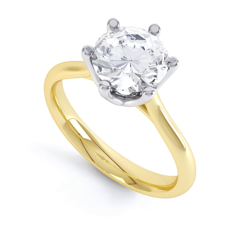 6 Claw Round Solitaire Diamond Ring