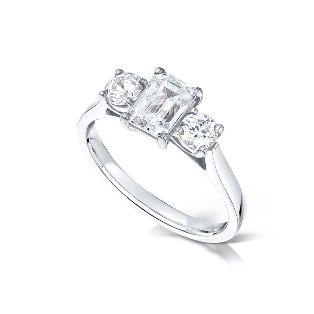 Radiant & Round Cut Trilogy Diamond Ring