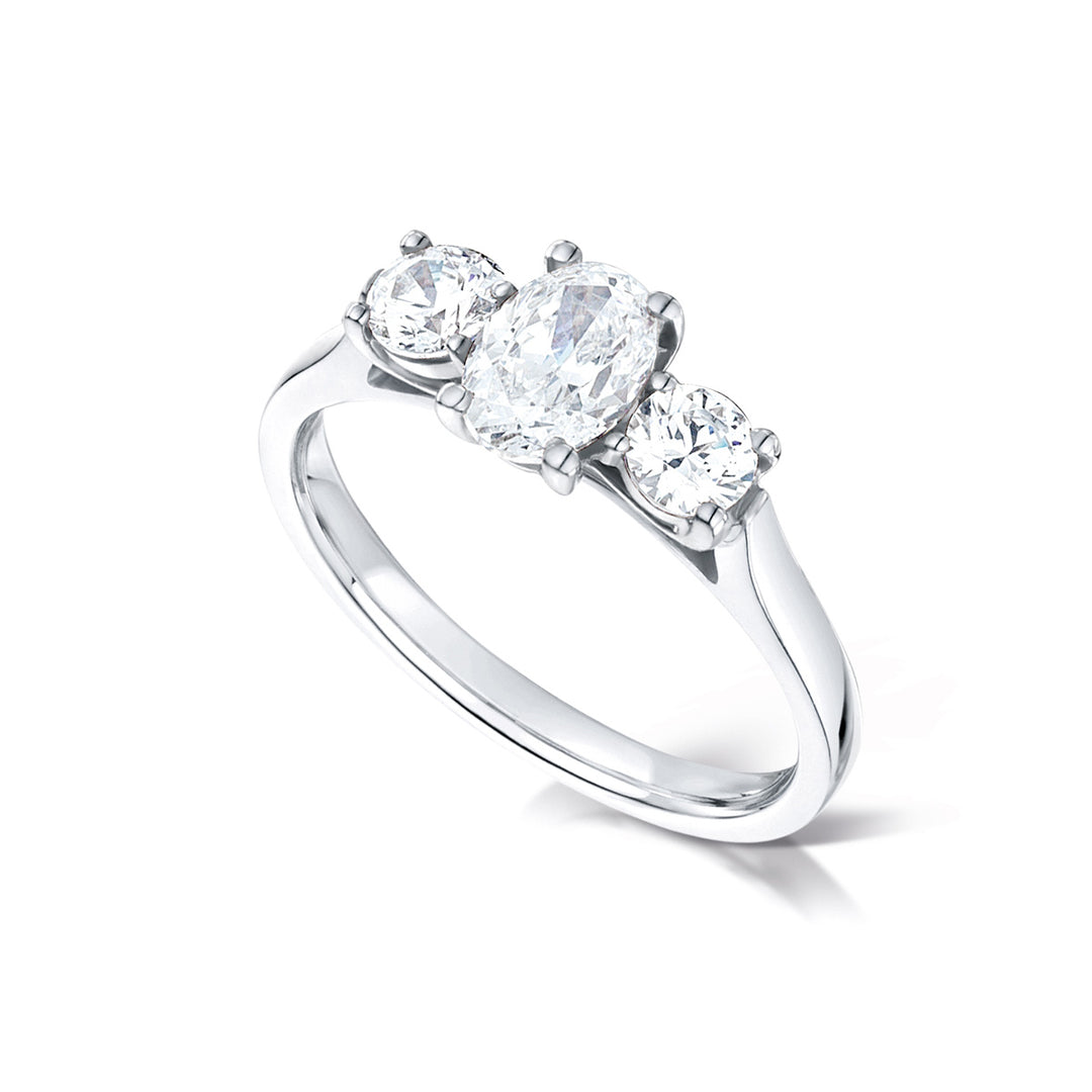 Oval & Round Cut Trilogy Diamond Ring