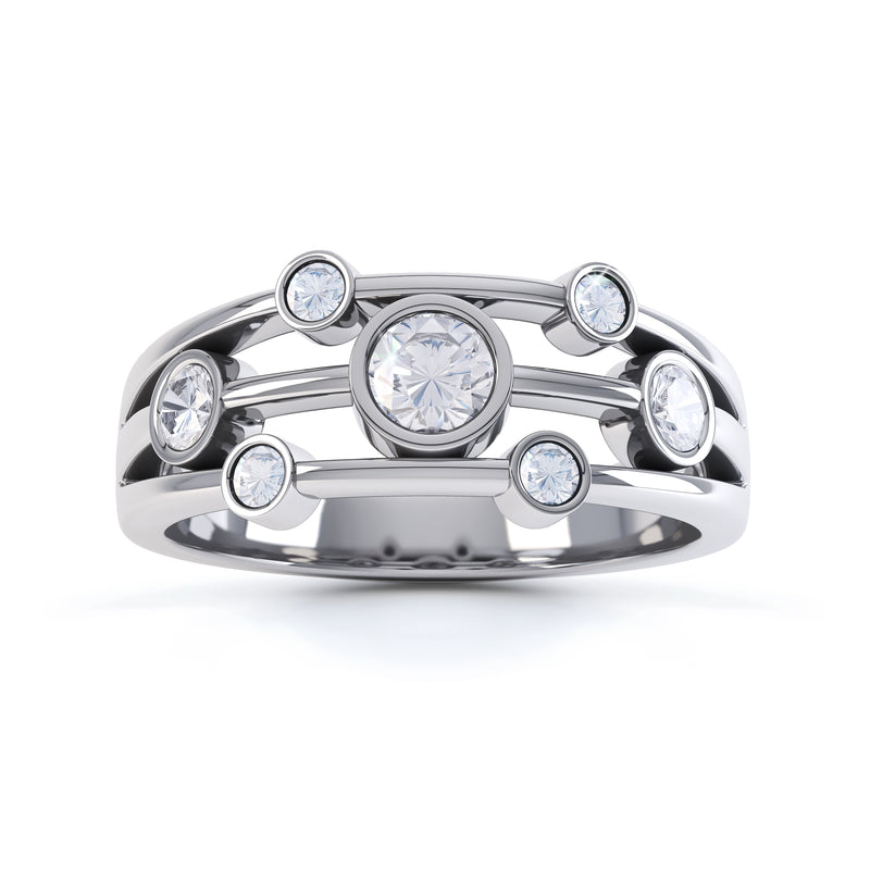 Symmetrical 7 Stone Multi Diamond Ring